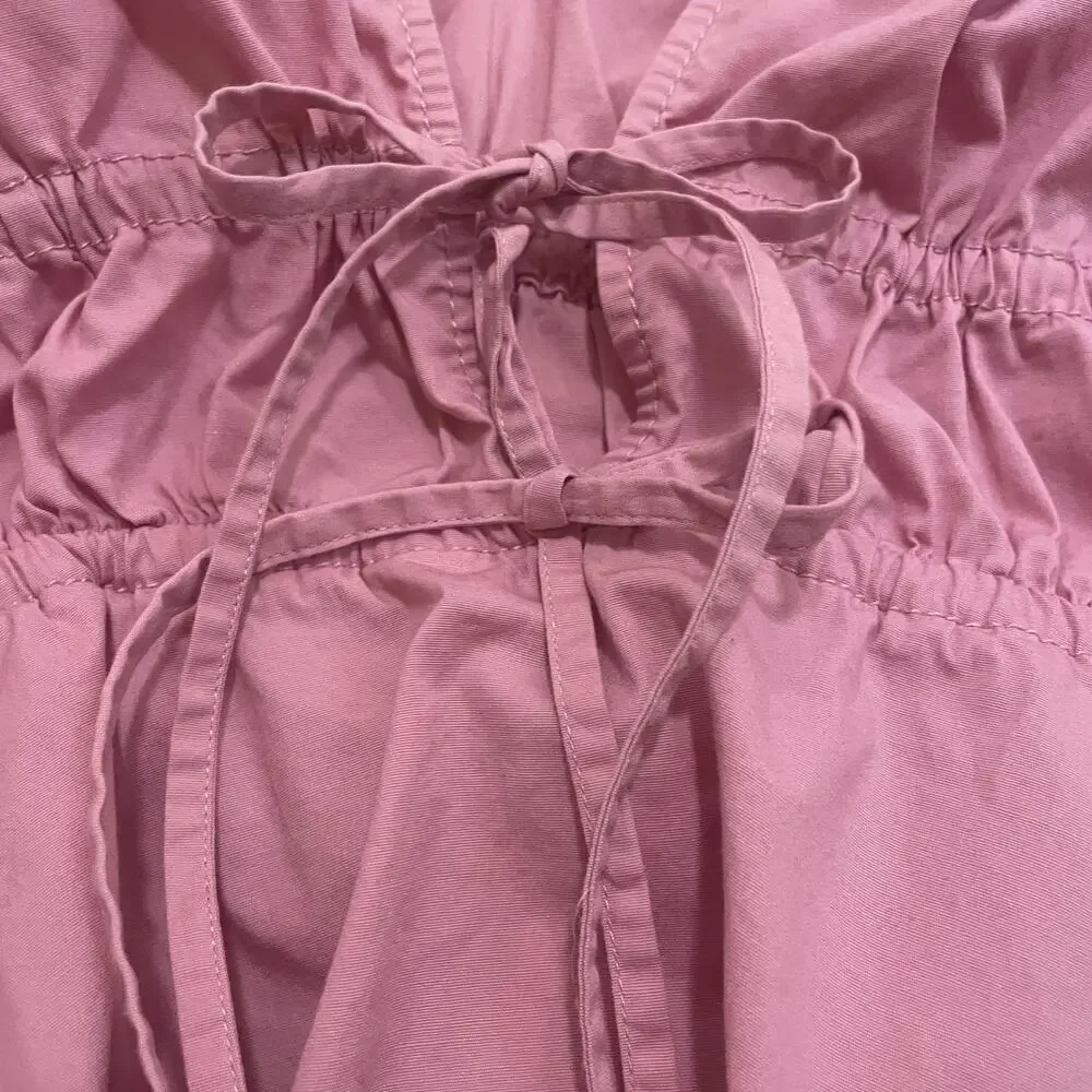 STAUD M Shelby Top Pink | Feminine Peplum, Bows Balloon Puff Cottage Blouse $275